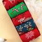 Fiery Red 5 Pairs/Set Christmas Cartoon Elk Soft Socks Set with Box