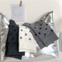 Black Bow Knots Ribbed Edge Crew Socks