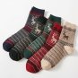 Blackish Green 5 Pairs/Set Christmas Reindeer Soft Crew Socks