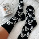 Color black Halloween Skull and Crossbones Crew Socks