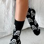 Color black Halloween Skull and Crossbones Crew Socks
