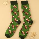 Blackish Green Rugby Football Print Mid-length Socks