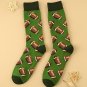 Blackish Green Rugby Football Print Mid-length Socks