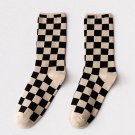 Chestnut Checkerboard Printed Crew Socks