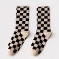 Chestnut Checkerboard Printed Crew Socks