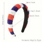 Dark Blue Flag Day Beaded Wide Headband