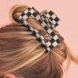 Black Checkered Print Hollow Out Hair Clip