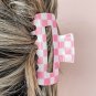 Sachet Pink Checkered Print Hollow Out Hair Clip