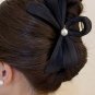 Black Pearl Decor Bow Large Claw Clip