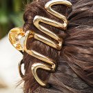 Gold Wave Shaped Plated Alloy Large Hair Clip