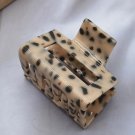 Parchment Leopard Print Cutout Square Claw Clip