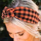 Orange Halloween Plaid Print Knotted Headband