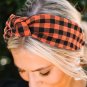 Orange Halloween Plaid Print Knotted Headband