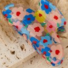 Light Blue Vibrant Flower Print Transparent PVC Hair Clip