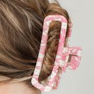 Pink Floral Printed Hollow Out Claw Clip