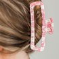 Pink Floral Printed Hollow Out Claw Clip