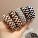 Black Checkered Print Nylon Elastic Hair Tie