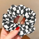 Black Checkerboard Pattern Cloth Hair Scrunchie