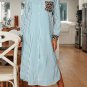 Sky Blue Stripe Contrast Leopard Patchwork Long Shirt Dress with Slits