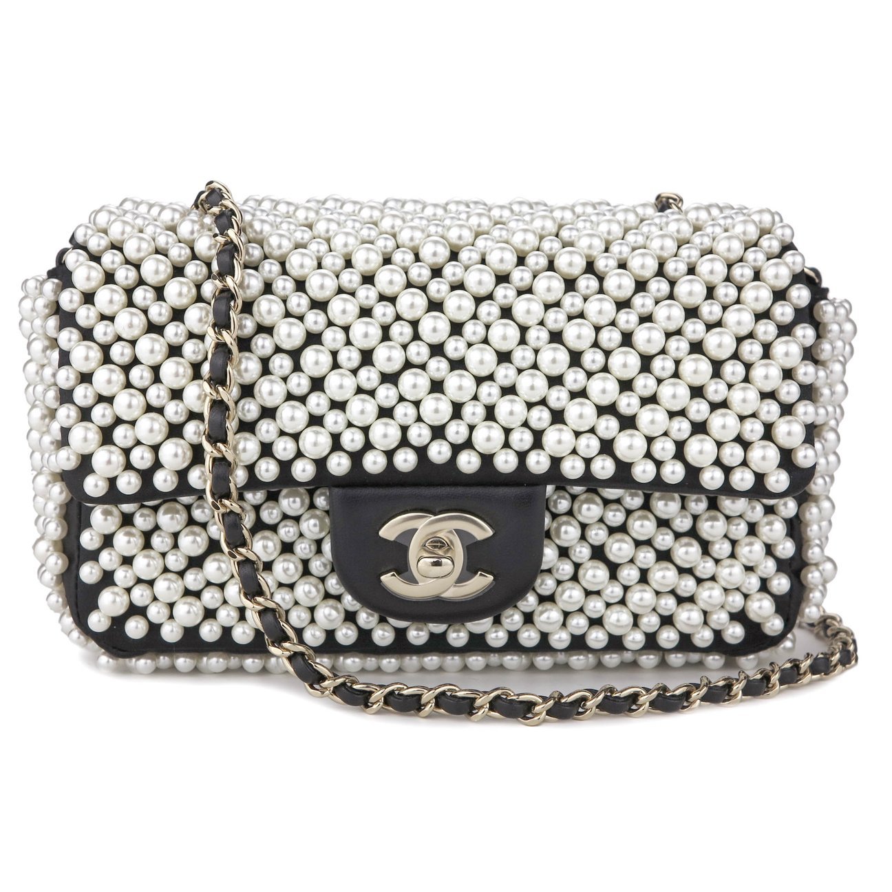 Authentic - CHANEL Pearl Studded Mini Flap