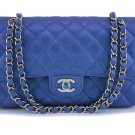 Authentic - CHANEL 19s Iridescent Blue Medium Double Flap