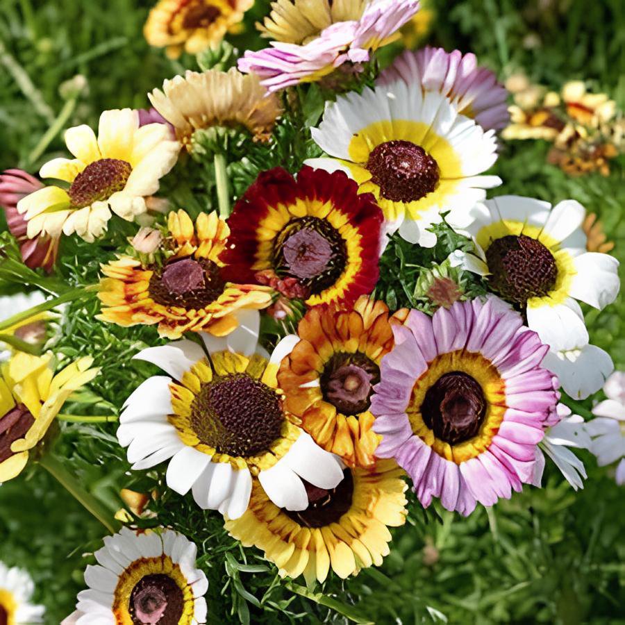 40 Seeds Heirloom Tricolor chrysanthemum Rainbow Colors Fresh Seeds