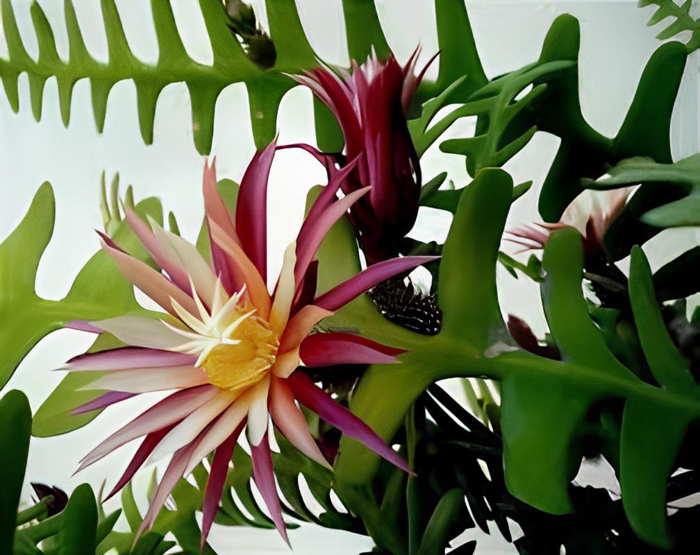 200 Seeds Epiphyllum Anguliger Fishbone Succulent Bonsai Flower Dark Red Flowers Fresh Seeds