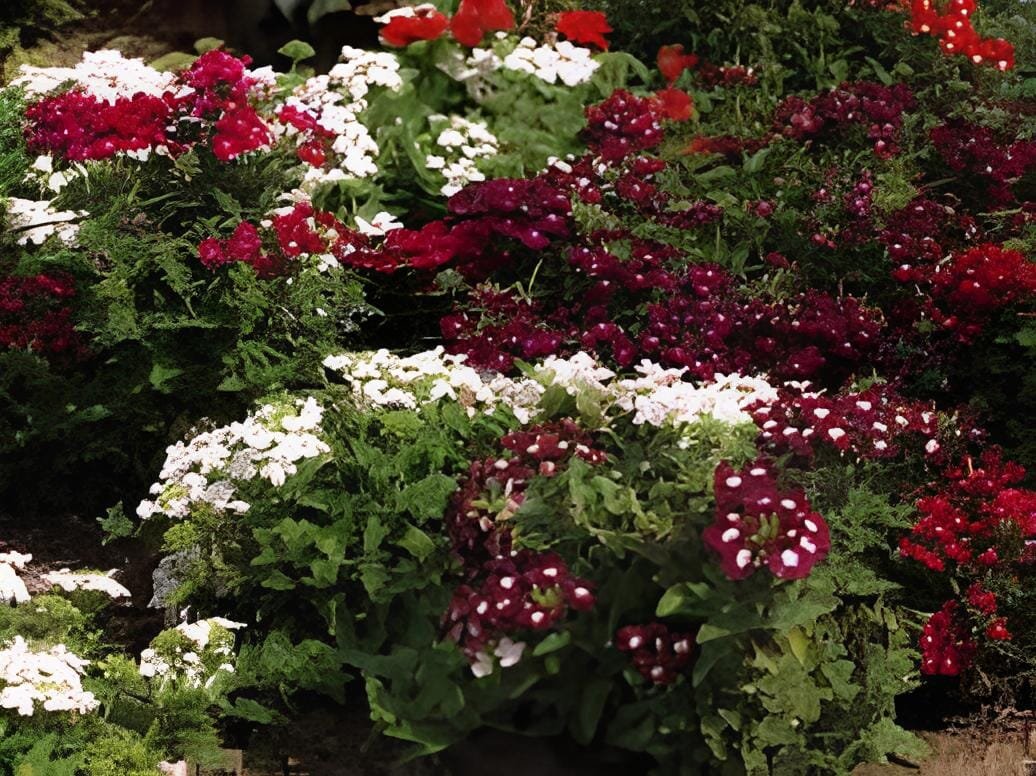 100 Seeds Heirloom 'Luo Han' Dark Red Verbena with White Heart Flower