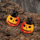 Halloween Wooden Cat Pumpkin Wooden Earrings