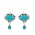 Vintage natural stone fashion geometric oval earrings