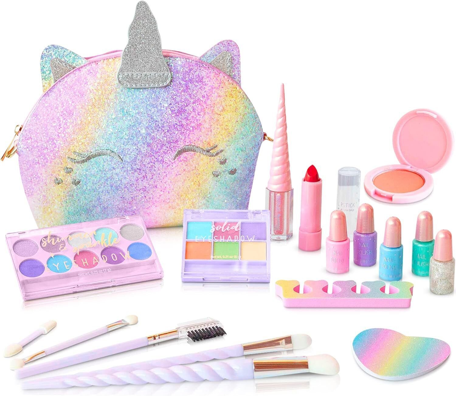 Kids Real Makeup Kit for Girls: No Talc, Washable Make Up Set with ...