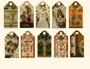 Vintage Ornate Renaissance Design Hang Tags..... Digital Collage Sheet