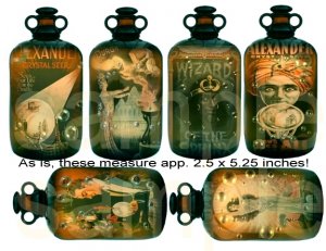 Vintage MAGIC...Bubbling in Antique Bottles...Digital Collage Sheet