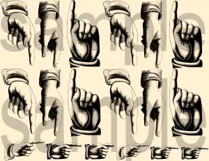 Victorian Pointing Hands Graphic...A Necessity.... Digital Collage Sheet