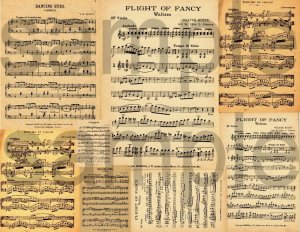 Vintage Yellowed Sheet Music Great Backgrounds Digital Collage Sheet