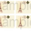 Altered Old BLANK French Postcards with Eiffel Tower Digital Collage Sheet