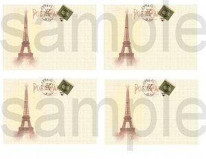 Altered Old BLANK French Postcards with Eiffel Tower Digital Collage Sheet
