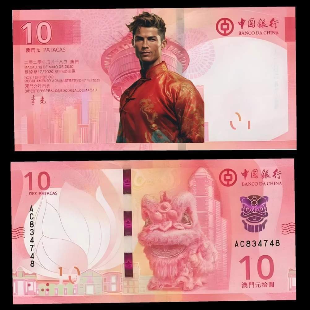 Cristiano Ronaldo 2024 Lunar New Year Commemorative $10 Macau Banknote - Genuine
