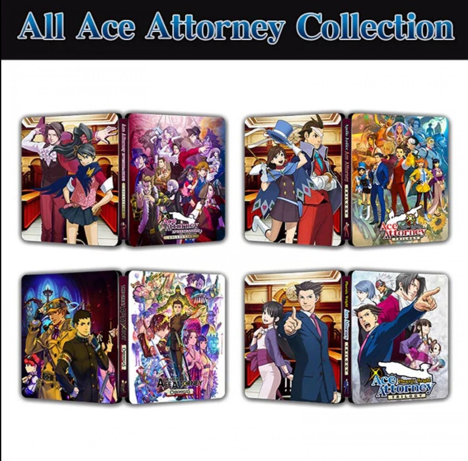 ALL Ace Attorney Collection Bundle ALL Platforms 4X  Steelbook Case Custom Made