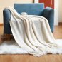 Anycozy Pink Knitted Waffle Throw Blanket Tassel 130x230cm