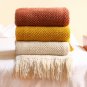 Anycozy Pink Knitted Waffle Throw Blanket Tassel 130x230cm