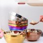 Anygleam Pink Rainbow Rice Bowls, 5 Pcs, Stainless Steel, Anti-Scald Cooking Bowls