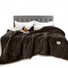Anycozy Fleece Blanket, Dark Brown, 3-Layer Flannel, Warm & Cozy Quilt