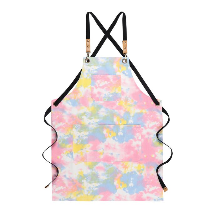 Anypron Green Tie-Dye Cotton Apron Unisex for Cafe Restaurant Waiter