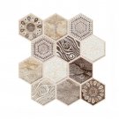 ANYHOUZ 10pcs Vinyl Wall Tile, Hexagon Art Pattern, Waterproof