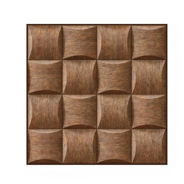 ANYHOUZ 10pcs Brown Vinyl Wall Tile, Waved Wood Pattern, Waterproof