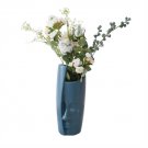 ANYDECO Flower Vase Navy Blue Large Half Face Nordic Plastic Pot Table Decor ANYDECO Flower Vase Navy Blue Large Half Face Nordic Plastic Pot Table Decor