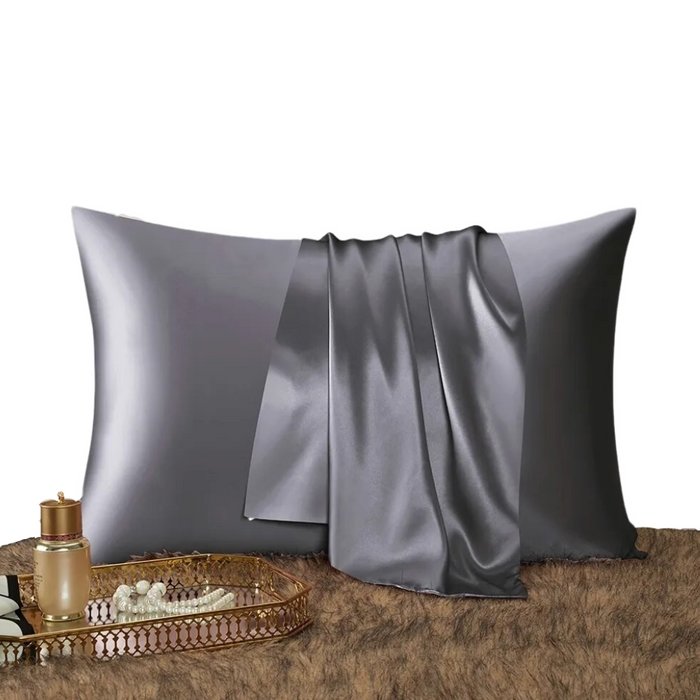 ANYHOUZ Dark Gray Mulberry Silk Pillowcase, Small/Medium/Large/XL, Luxury Soft Bedding
