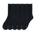 Anyfootwear 5 Pairs Black Socks, Size 2–6, Cotton, Long Casual Office Sports
