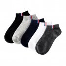 Anyfootwear 5 Pairs Unisex Socks, Size 5–11, Grayscale Navy, Cotton Ankle, Striped
